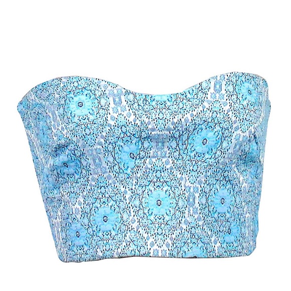 Topshop Tops - TOPSHOP • Blue Tile Lagoon Bandeau/Cropped Top
